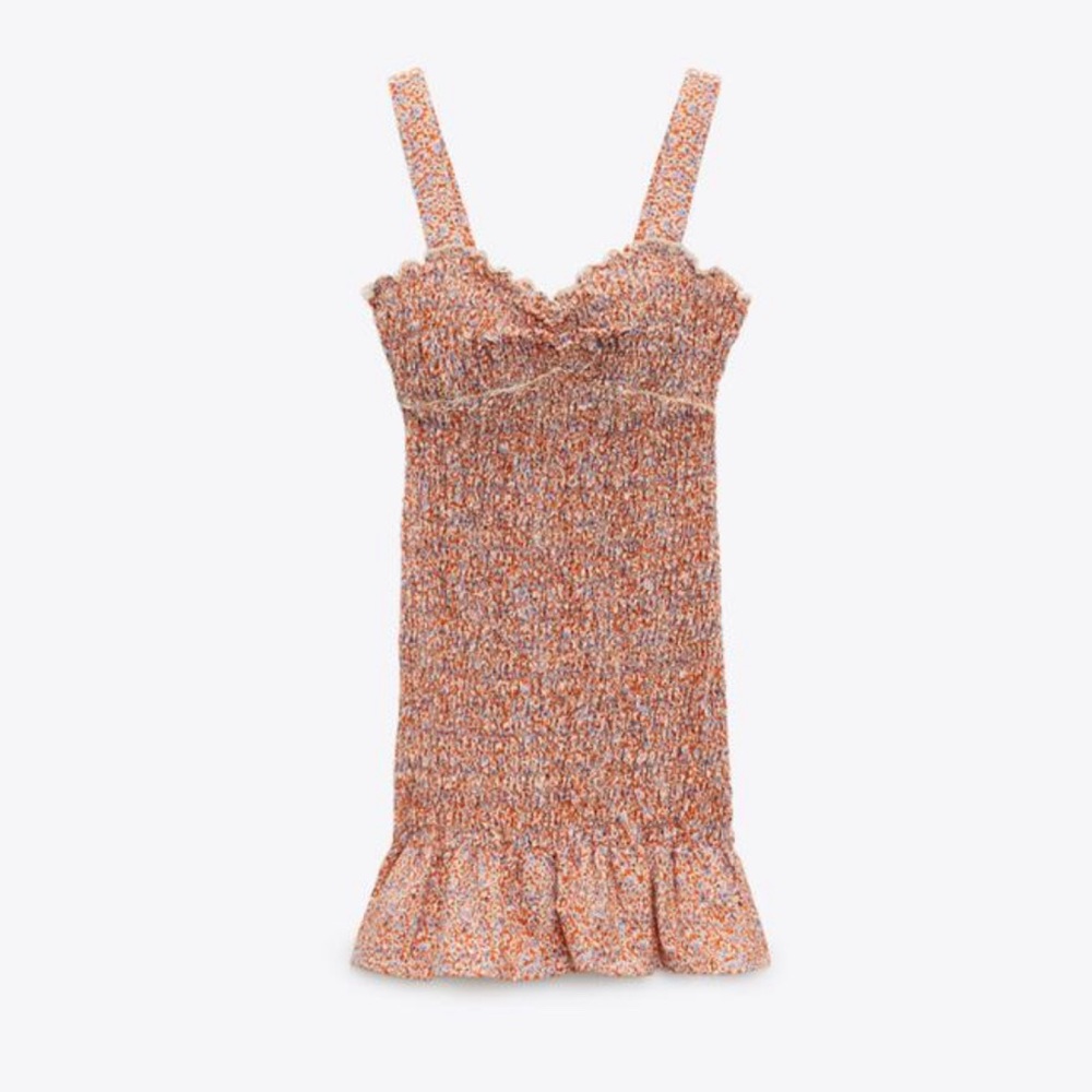 ZARA Smocked Floral Mini Dress